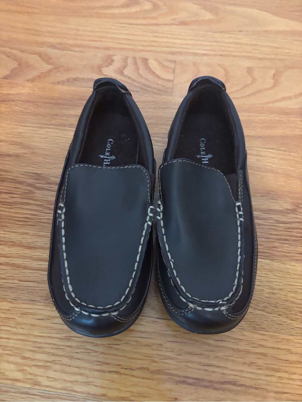 Cole Haan Kids Dark Brown Leather Slip-On Loafers
